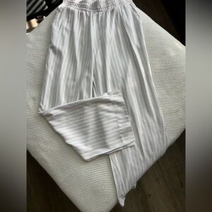 Trousers with Vertical Stripes and Soft Texture